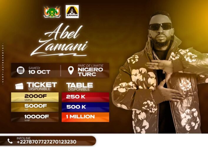 Abel Zamani en concert à Niamey : date, lieu, tickets et tables